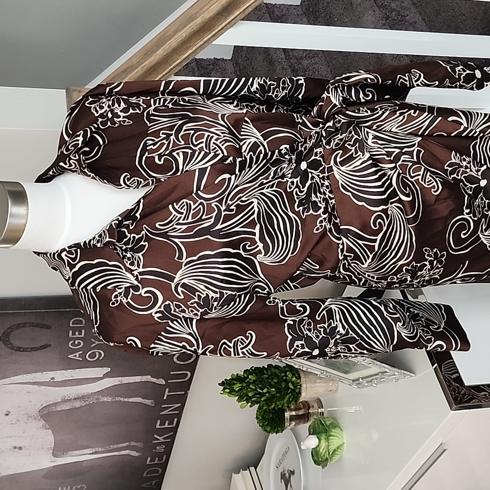 Size L NWT ZARA SS21 BROWN PRINTED WRAP MIDI DRESS NWT NEVER WORN